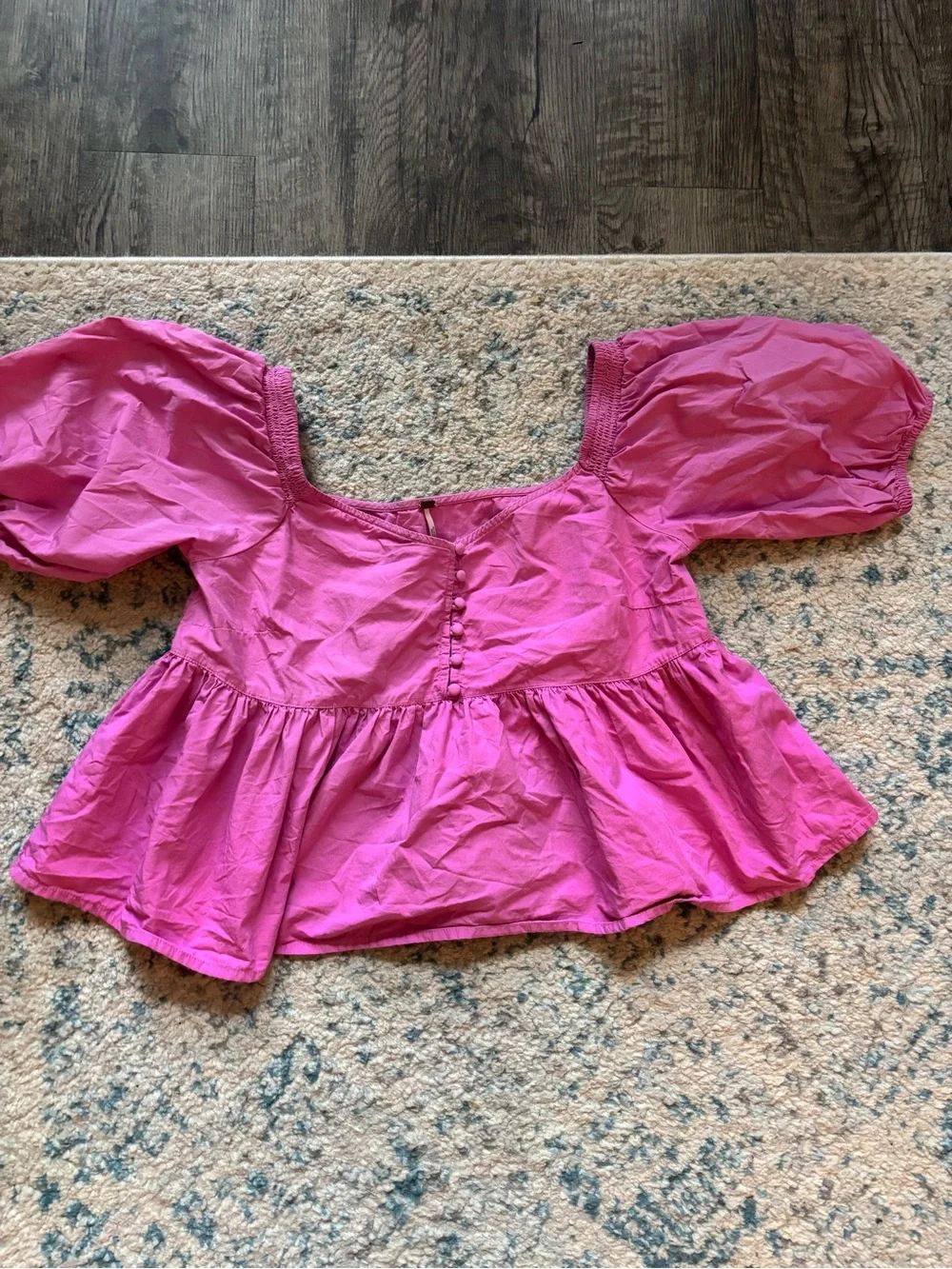 Pink Puff Sleeve Free People Top